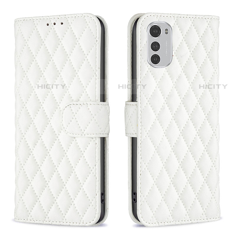 Funda de Cuero Cartera con Soporte Carcasa B01F para Motorola Moto E32 Blanco