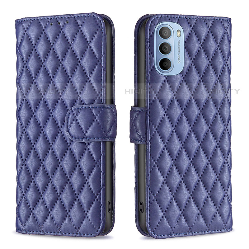 Funda de Cuero Cartera con Soporte Carcasa B01F para Motorola Moto G41 Azul