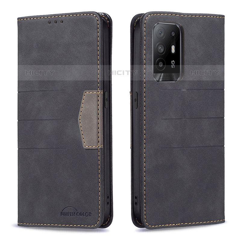 Funda de Cuero Cartera con Soporte Carcasa B01F para Oppo A94 5G Negro