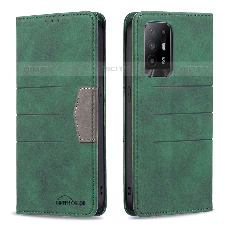 Funda de Cuero Cartera con Soporte Carcasa B01F para Oppo F19 Pro+ Plus 5G Verde