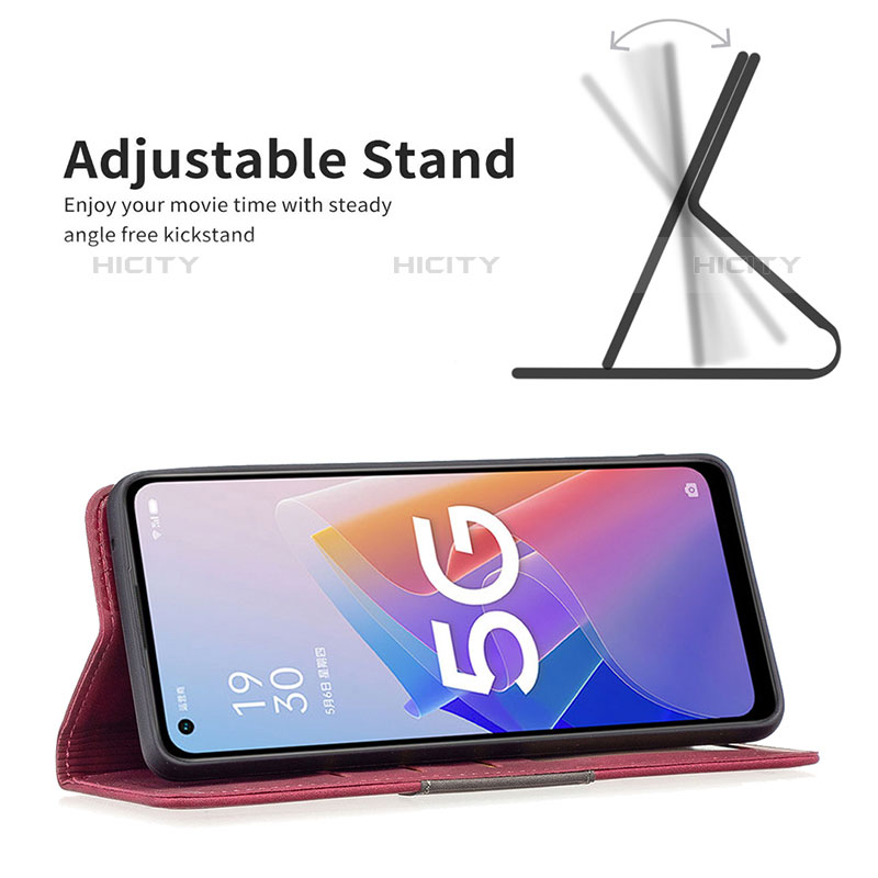 Funda de Cuero Cartera con Soporte Carcasa B01F para Oppo Reno8 Lite 5G