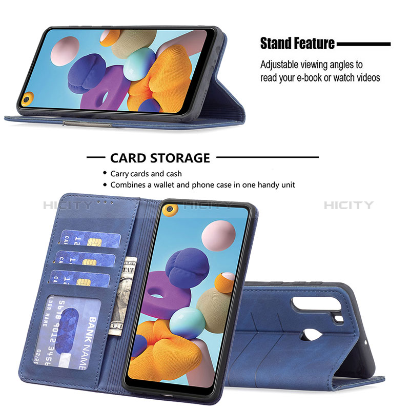 Funda de Cuero Cartera con Soporte Carcasa B01F para Samsung Galaxy A21