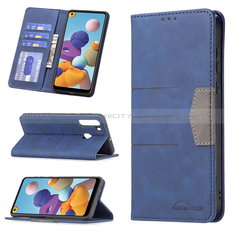 Funda de Cuero Cartera con Soporte Carcasa B01F para Samsung Galaxy A21