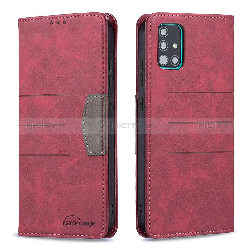 Funda de Cuero Cartera con Soporte Carcasa B01F para Samsung Galaxy A51 5G Rojo