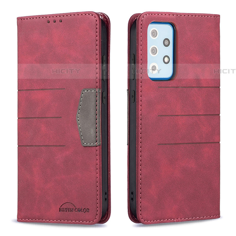 Funda de Cuero Cartera con Soporte Carcasa B01F para Samsung Galaxy A52 4G Rojo