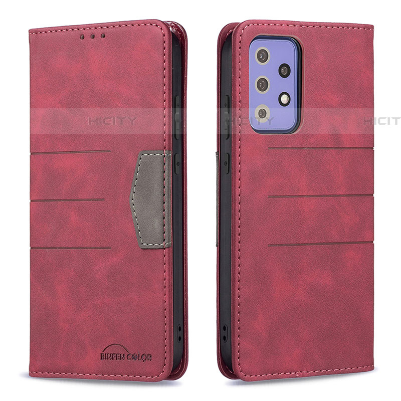 Funda de Cuero Cartera con Soporte Carcasa B01F para Samsung Galaxy A72 5G Rojo