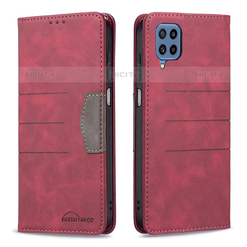 Funda de Cuero Cartera con Soporte Carcasa B01F para Samsung Galaxy M32 4G Rojo