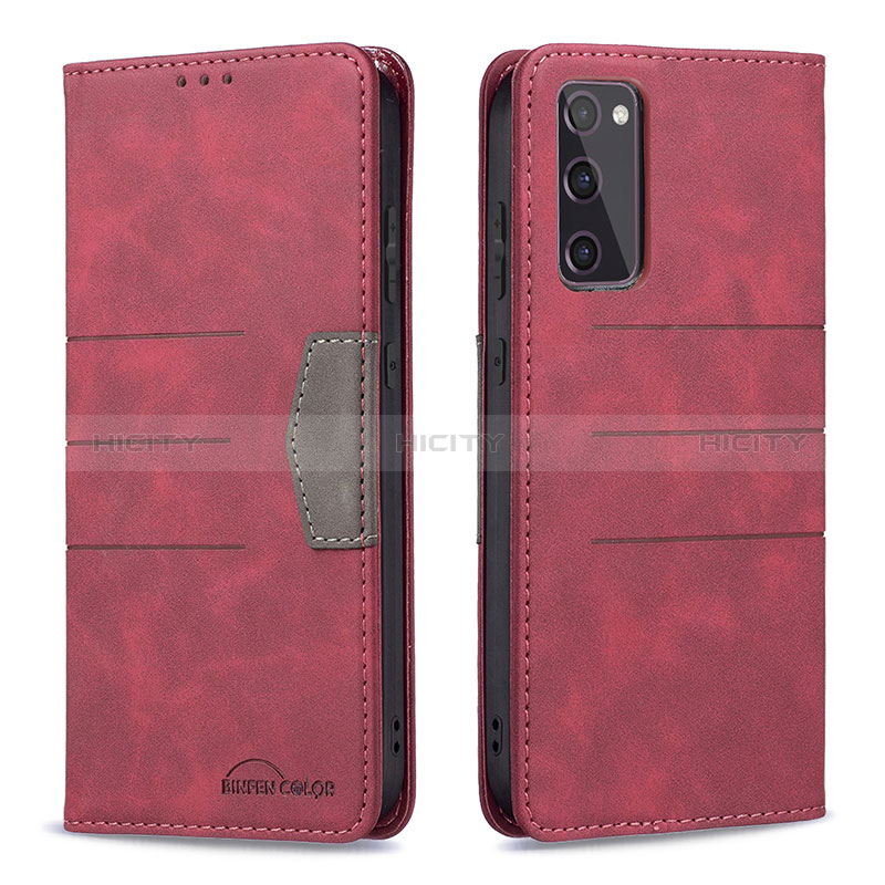 Funda de Cuero Cartera con Soporte Carcasa B01F para Samsung Galaxy S20 FE 5G Rojo