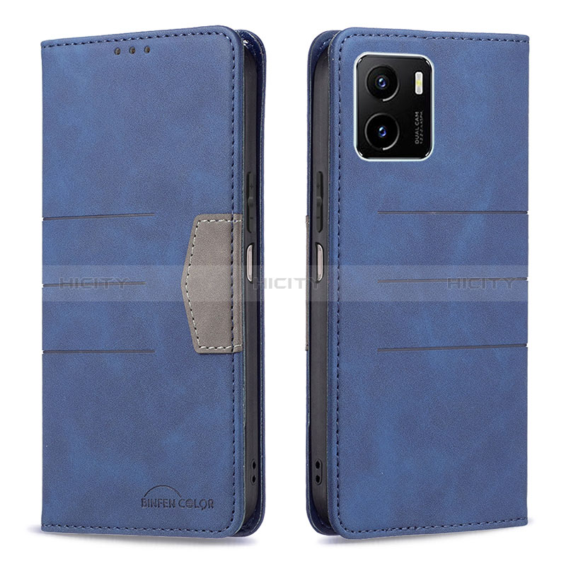 Funda de Cuero Cartera con Soporte Carcasa B01F para Vivo Y01A Azul