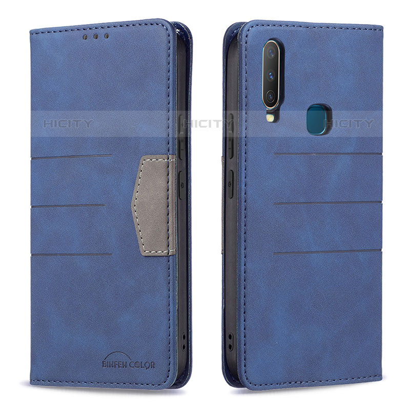 Funda de Cuero Cartera con Soporte Carcasa B01F para Vivo Y15 Azul