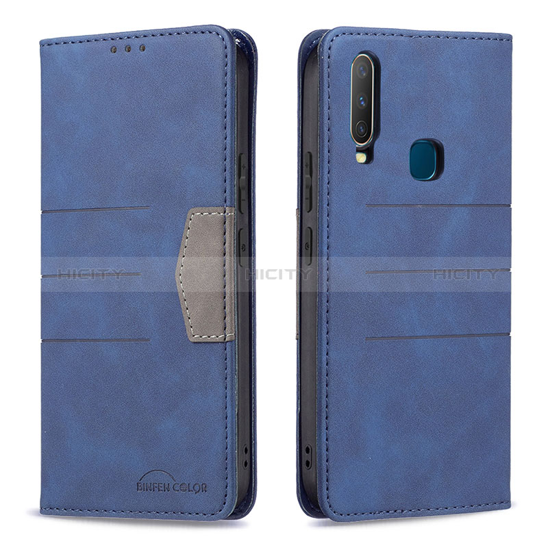 Funda de Cuero Cartera con Soporte Carcasa B01F para Vivo Y3s Azul