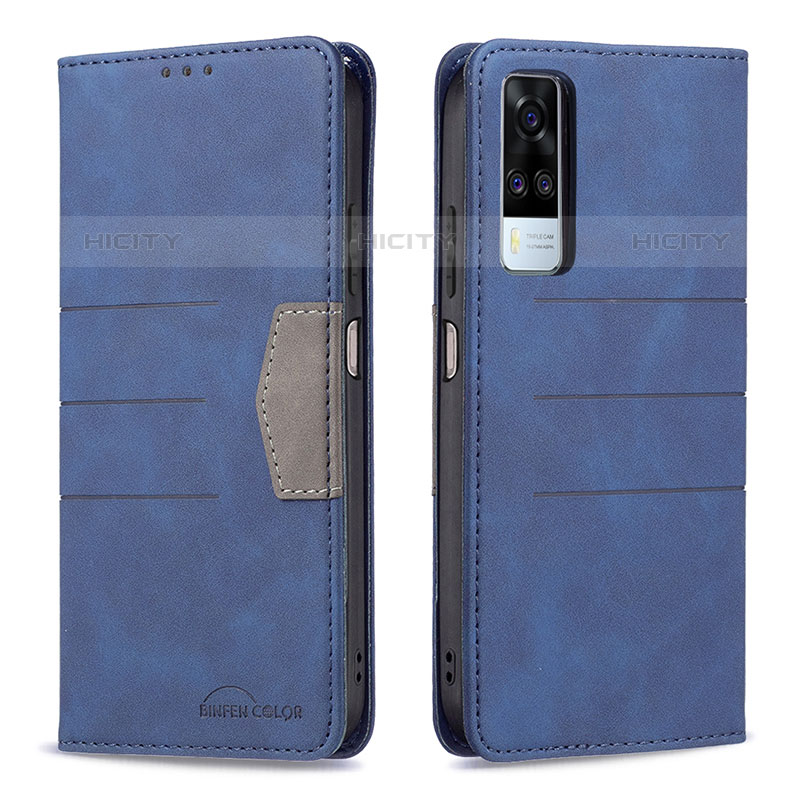 Funda de Cuero Cartera con Soporte Carcasa B01F para Vivo Y51A Azul