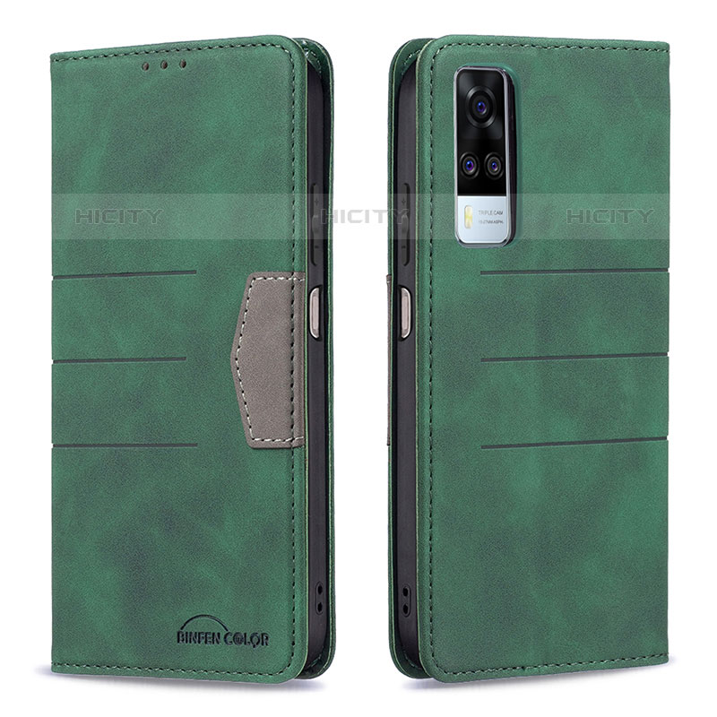 Funda de Cuero Cartera con Soporte Carcasa B01F para Vivo Y51A Verde