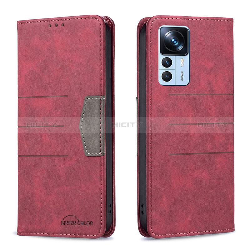 Funda de Cuero Cartera con Soporte Carcasa B01F para Xiaomi Mi 12T 5G Rojo