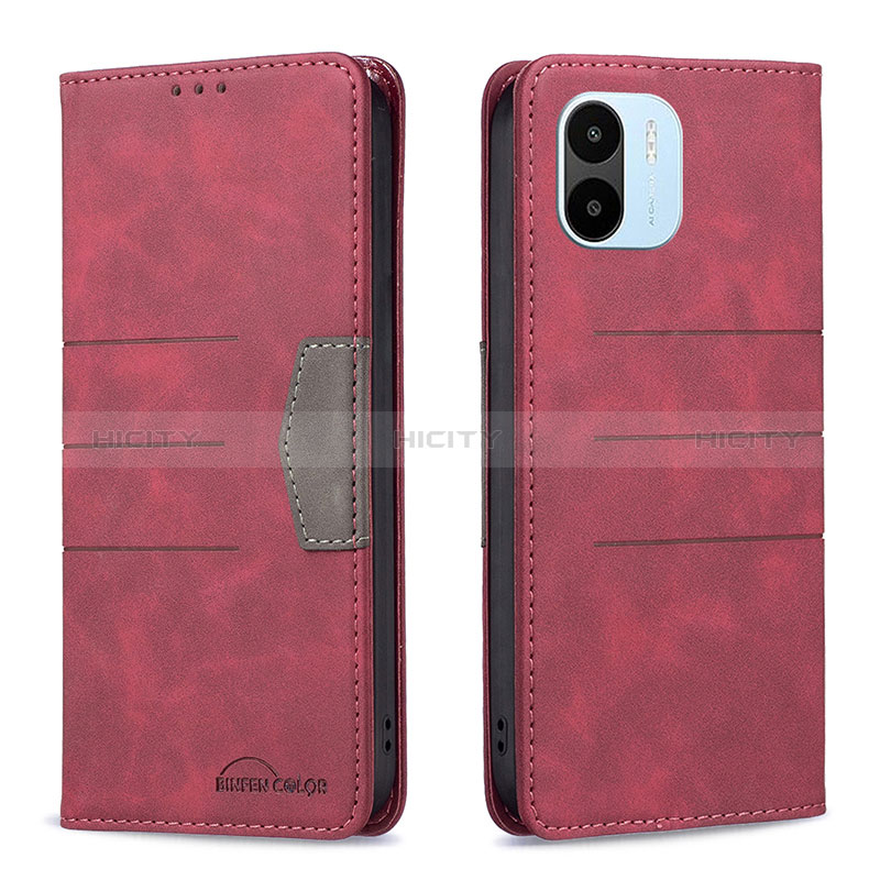 Funda de Cuero Cartera con Soporte Carcasa B01F para Xiaomi Poco C51 Rojo