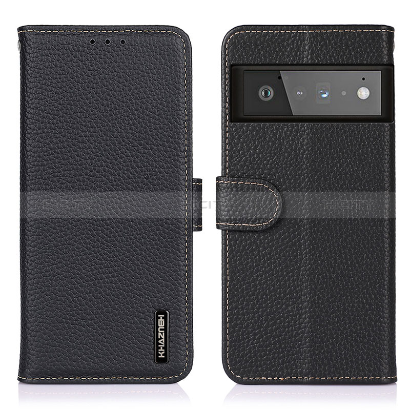 Funda de Cuero Cartera con Soporte Carcasa B01H para Google Pixel 6 Pro 5G Negro