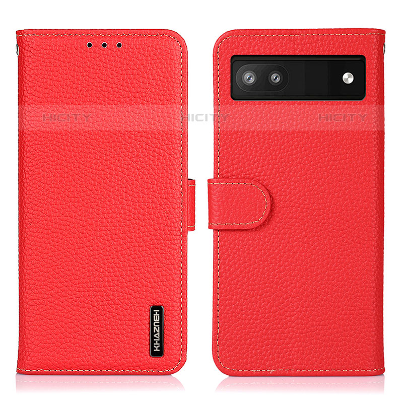 Funda de Cuero Cartera con Soporte Carcasa B01H para Google Pixel 6a 5G Rojo