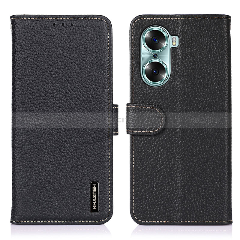 Funda de Cuero Cartera con Soporte Carcasa B01H para Huawei Honor 60 Pro 5G Negro