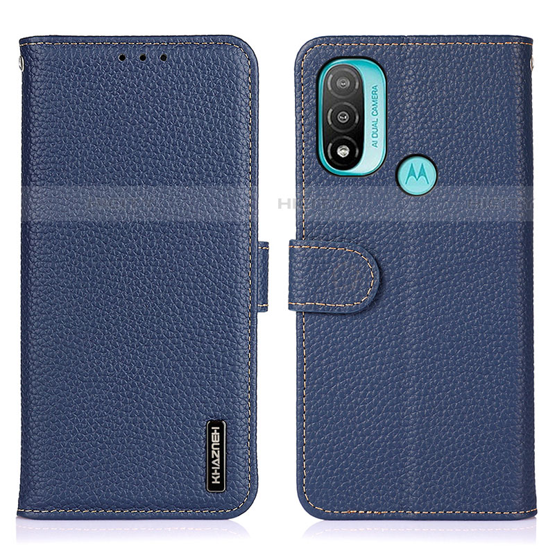 Funda de Cuero Cartera con Soporte Carcasa B01H para Motorola Moto E20 Azul