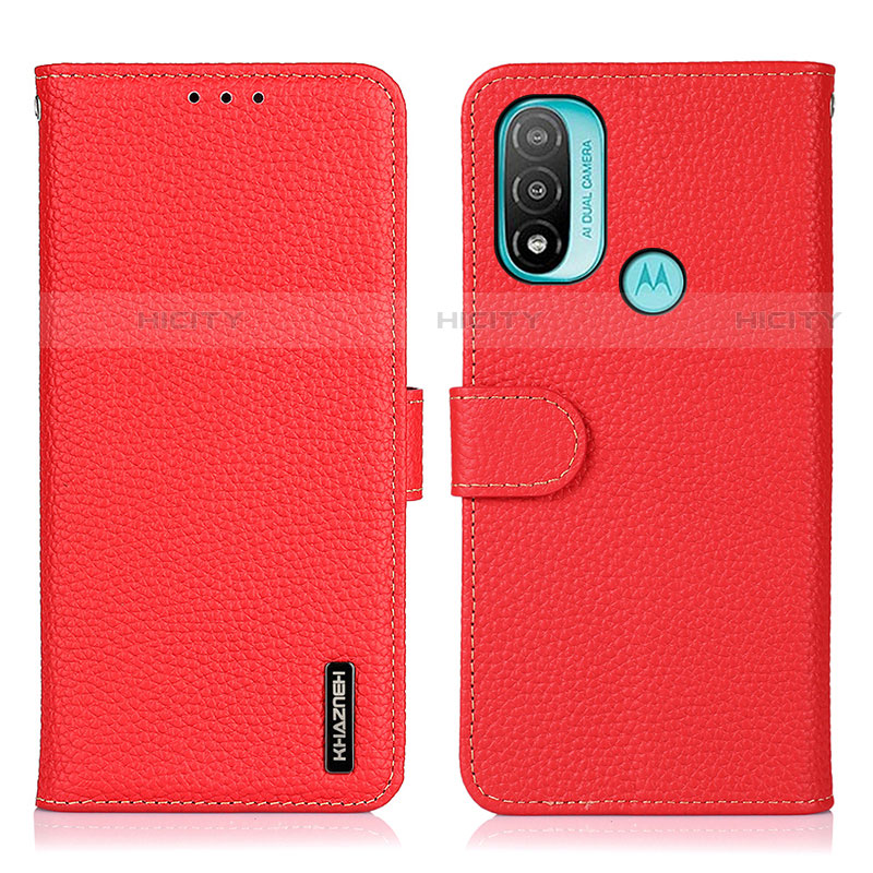 Funda de Cuero Cartera con Soporte Carcasa B01H para Motorola Moto E20 Rojo