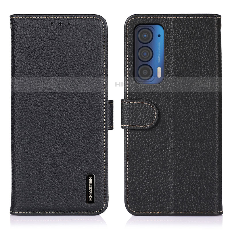 Funda de Cuero Cartera con Soporte Carcasa B01H para Motorola Moto Edge (2021) 5G Negro