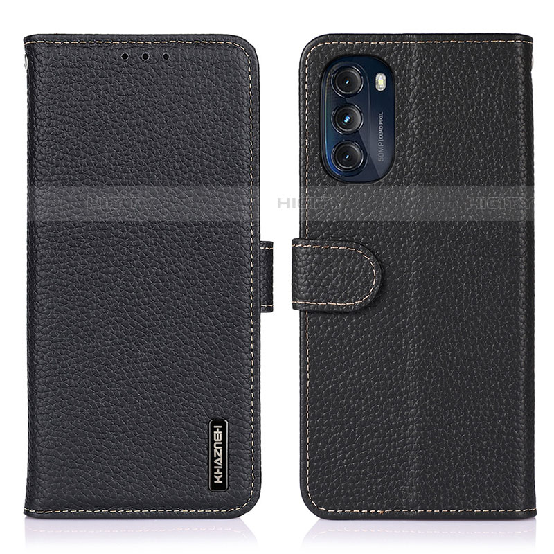 Funda de Cuero Cartera con Soporte Carcasa B01H para Motorola Moto G 5G (2022) Negro