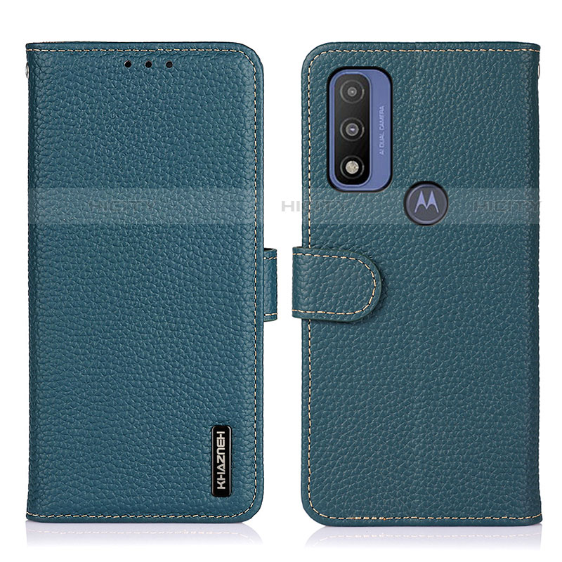 Funda de Cuero Cartera con Soporte Carcasa B01H para Motorola Moto G Pure Verde