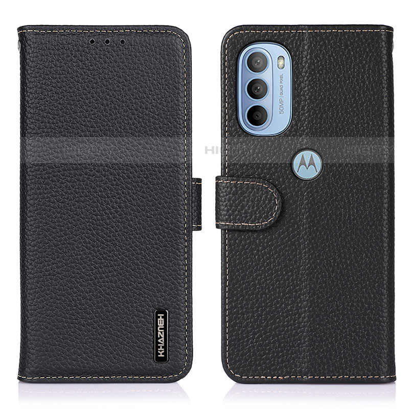 Funda de Cuero Cartera con Soporte Carcasa B01H para Motorola Moto G31 Negro