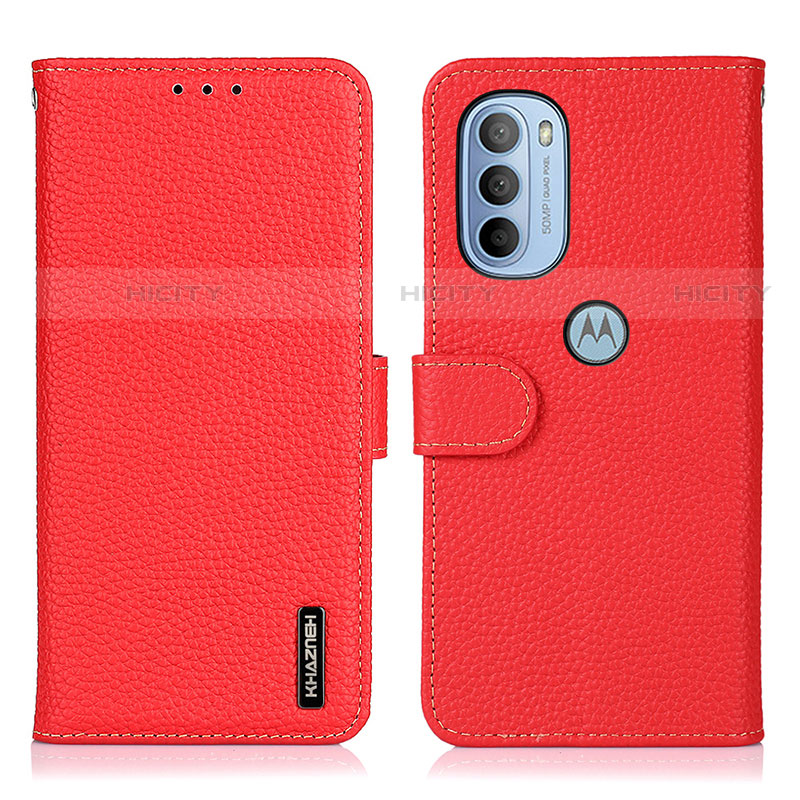 Funda de Cuero Cartera con Soporte Carcasa B01H para Motorola Moto G31 Rojo