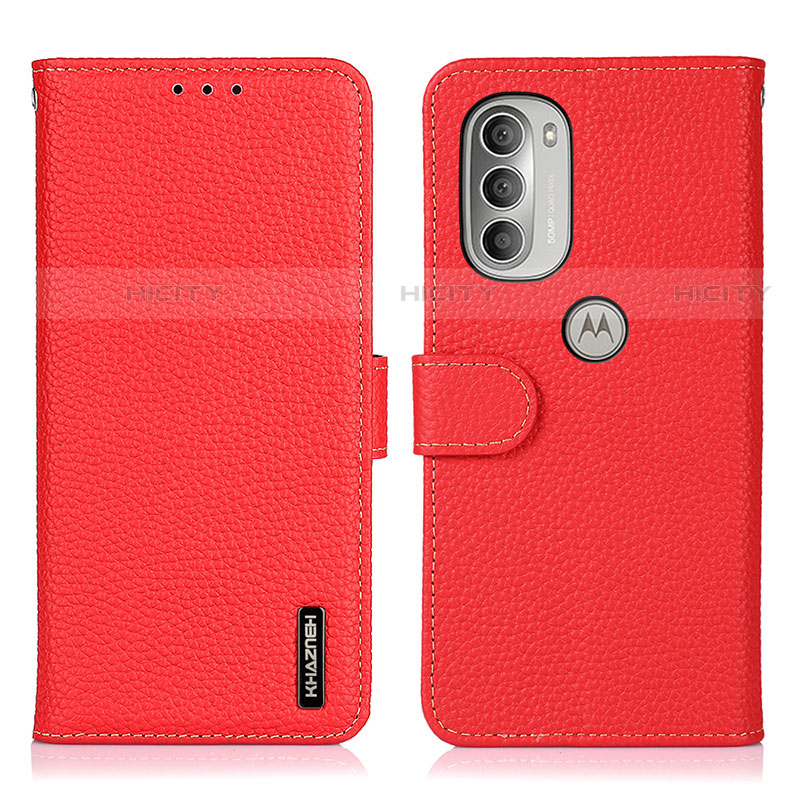 Funda de Cuero Cartera con Soporte Carcasa B01H para Motorola Moto G51 5G Rojo