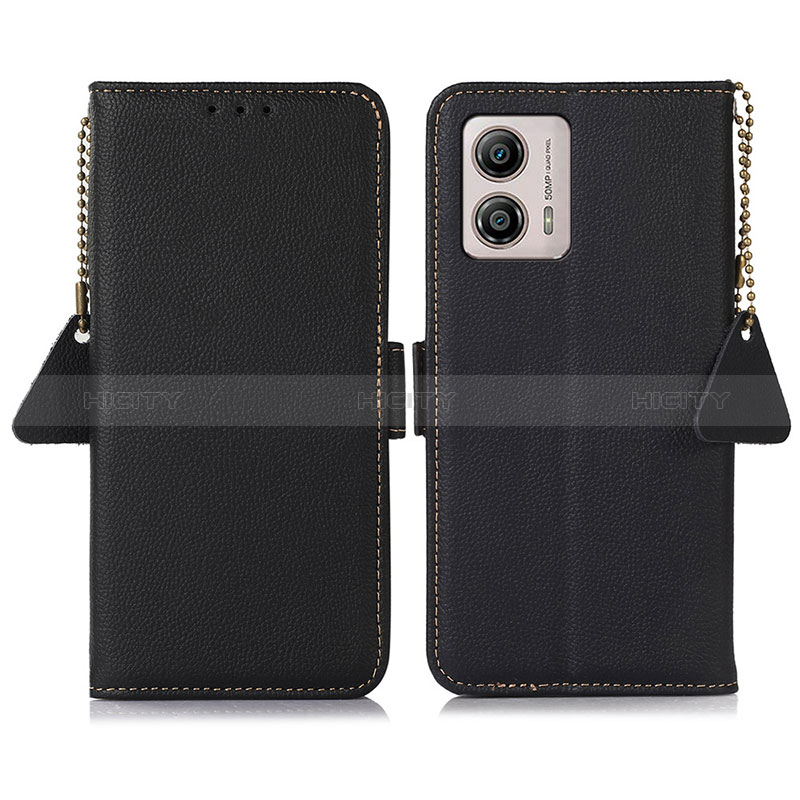 Funda de Cuero Cartera con Soporte Carcasa B01H para Motorola Moto G53j 5G Negro