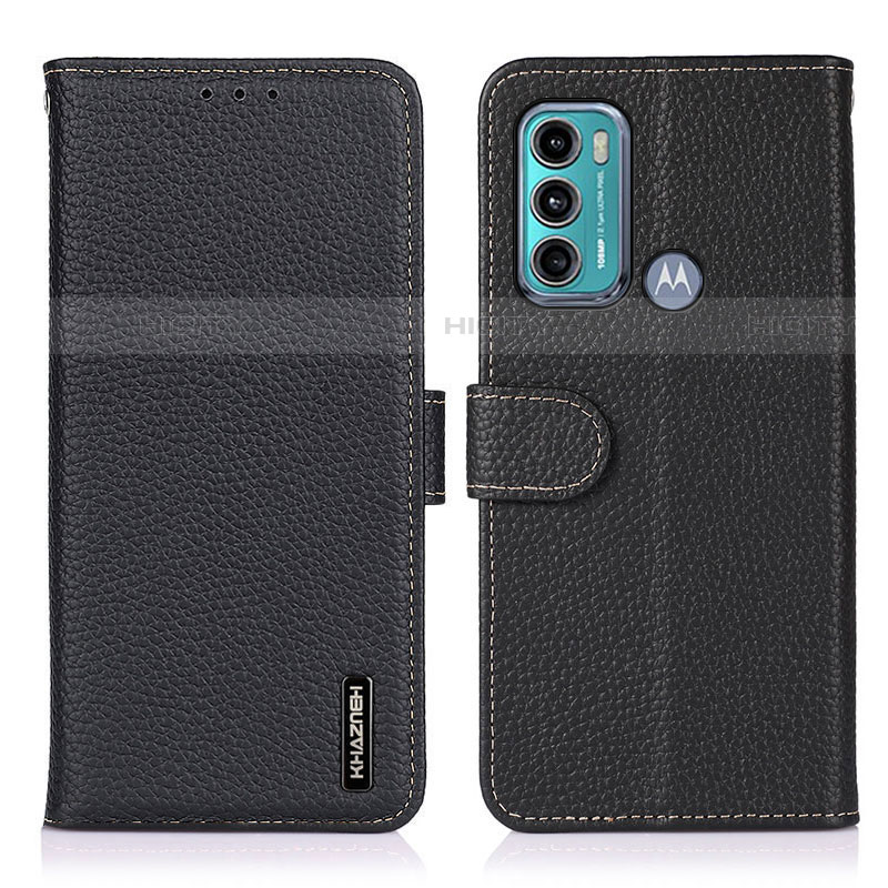 Funda de Cuero Cartera con Soporte Carcasa B01H para Motorola Moto G60 Negro