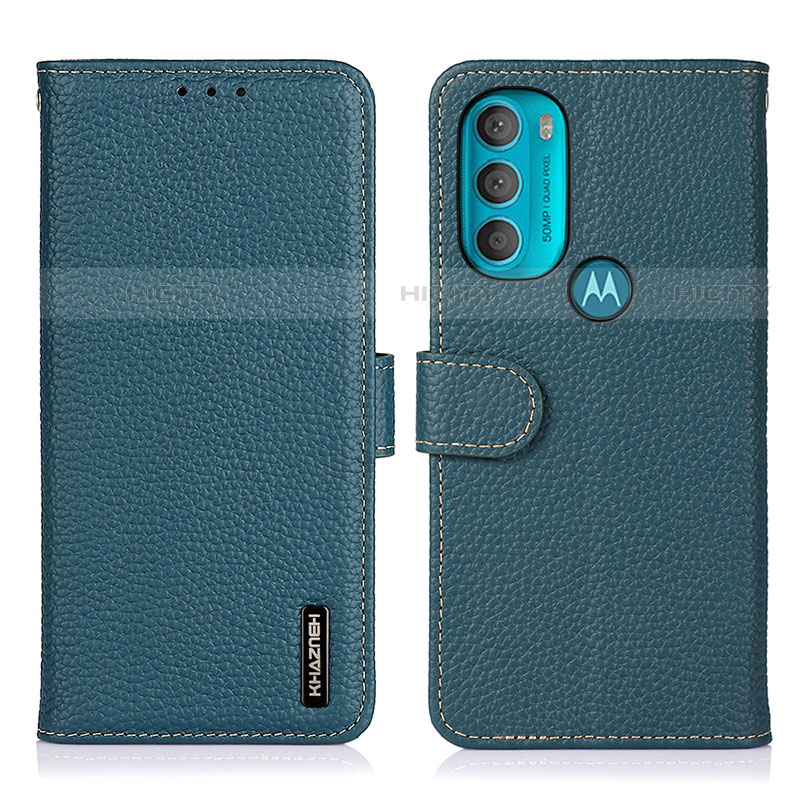 Funda de Cuero Cartera con Soporte Carcasa B01H para Motorola Moto G71 5G Verde