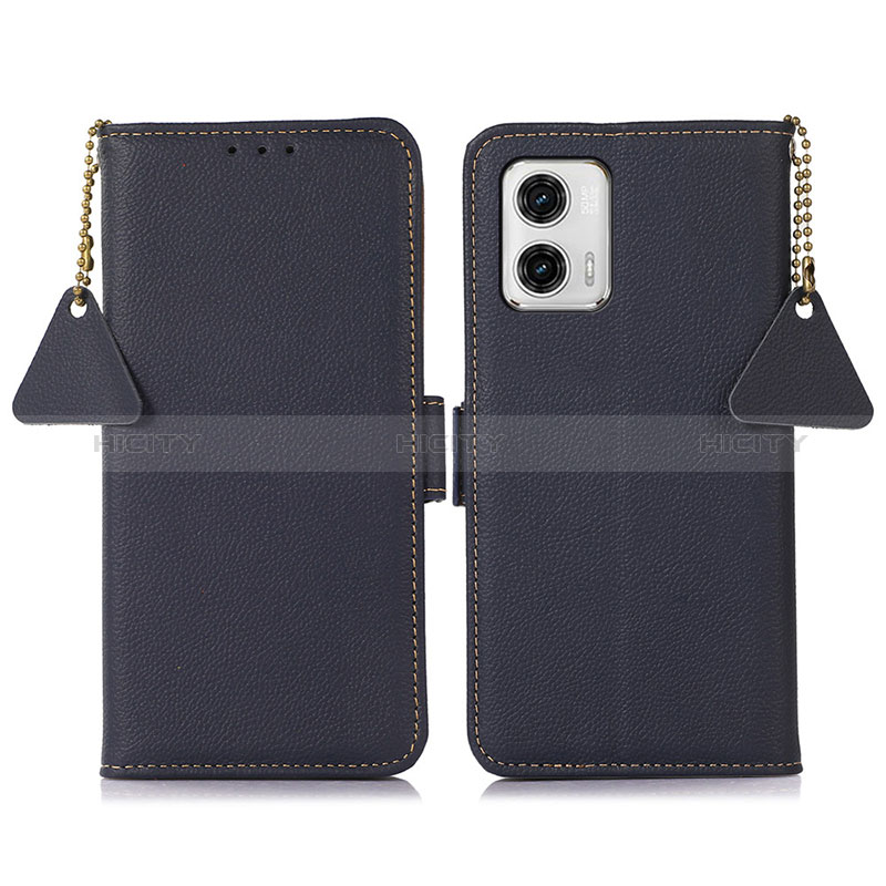 Funda de Cuero Cartera con Soporte Carcasa B01H para Motorola Moto G73 5G Azul