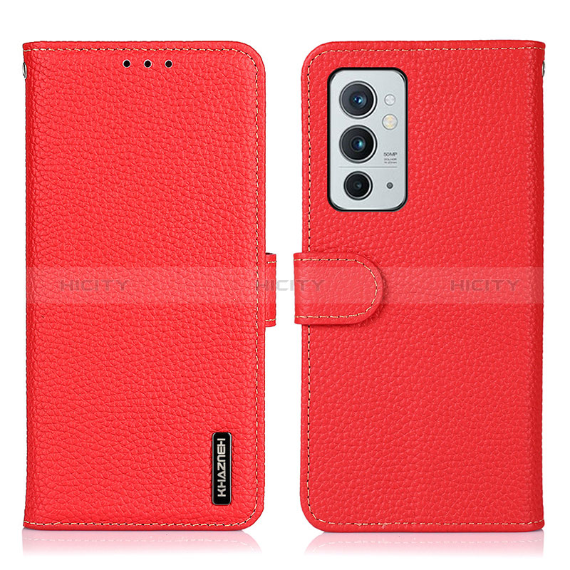 Funda de Cuero Cartera con Soporte Carcasa B01H para OnePlus 9RT 5G Rojo