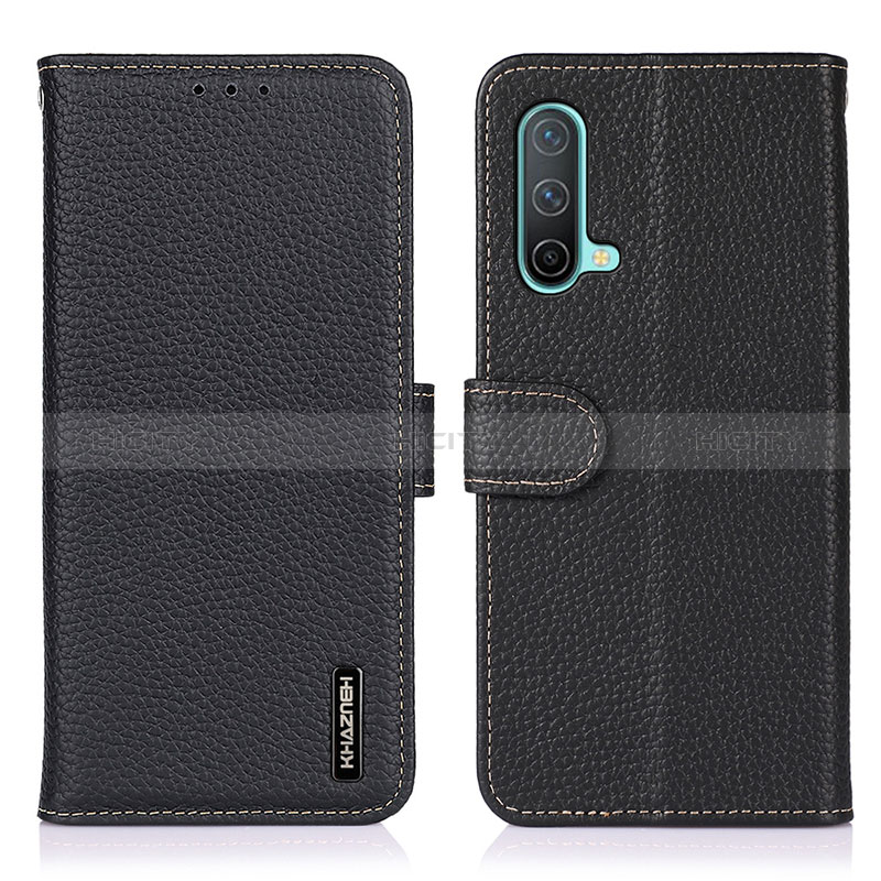 Funda de Cuero Cartera con Soporte Carcasa B01H para OnePlus Nord CE 5G Negro