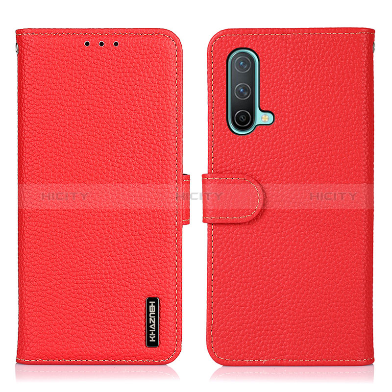 Funda de Cuero Cartera con Soporte Carcasa B01H para OnePlus Nord CE 5G Rojo