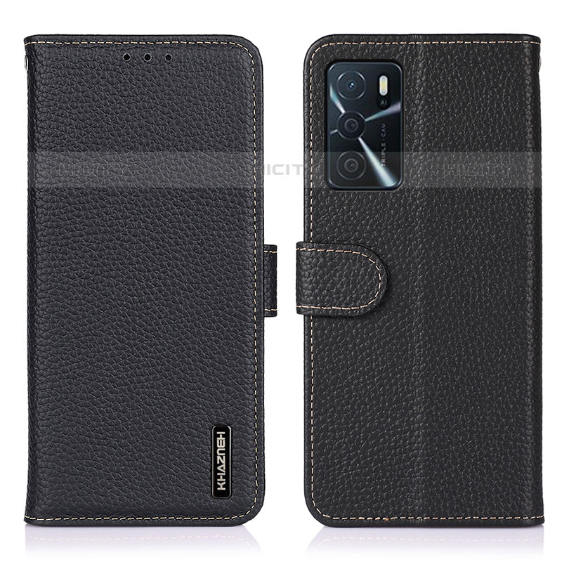 Funda de Cuero Cartera con Soporte Carcasa B01H para Oppo A16s Negro