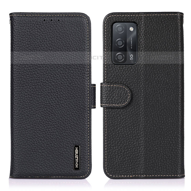 Funda de Cuero Cartera con Soporte Carcasa B01H para Oppo A55 5G Negro