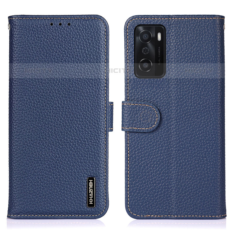 Funda de Cuero Cartera con Soporte Carcasa B01H para Oppo A55S 5G Azul