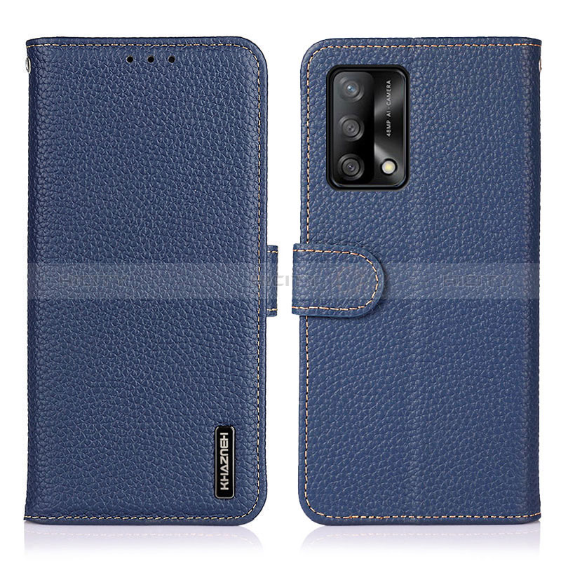 Funda de Cuero Cartera con Soporte Carcasa B01H para Oppo F19 Azul