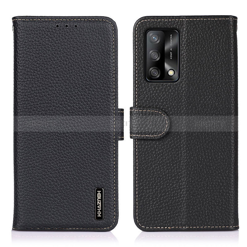 Funda de Cuero Cartera con Soporte Carcasa B01H para Oppo F19 Negro