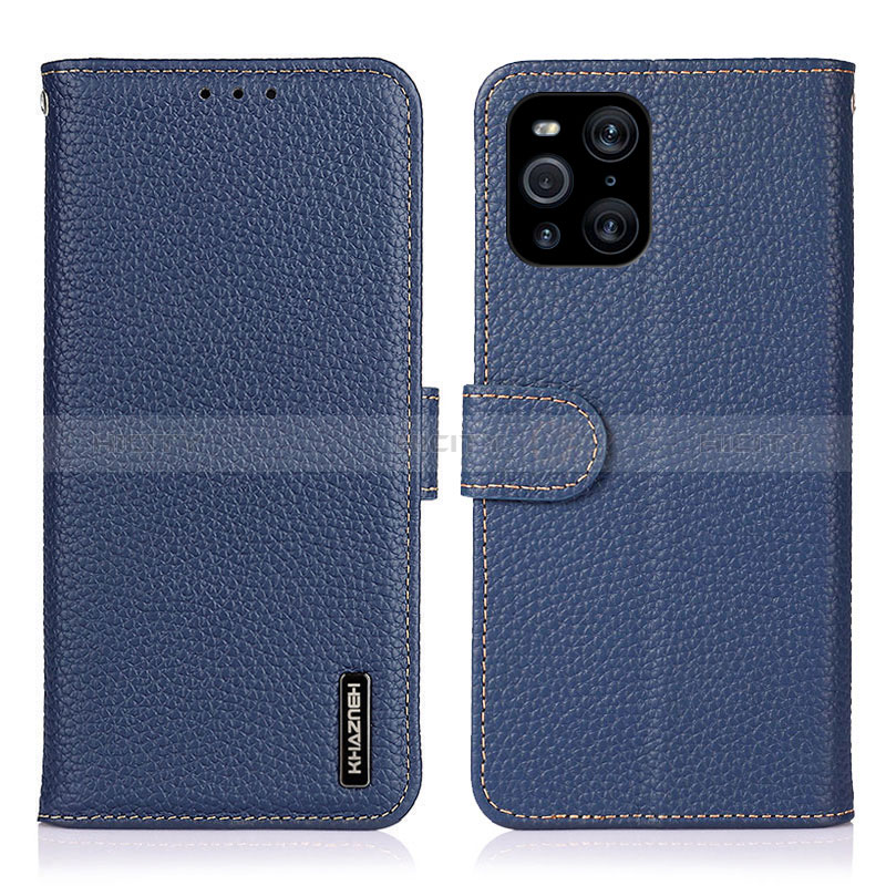 Funda de Cuero Cartera con Soporte Carcasa B01H para Oppo Find X3 5G Azul