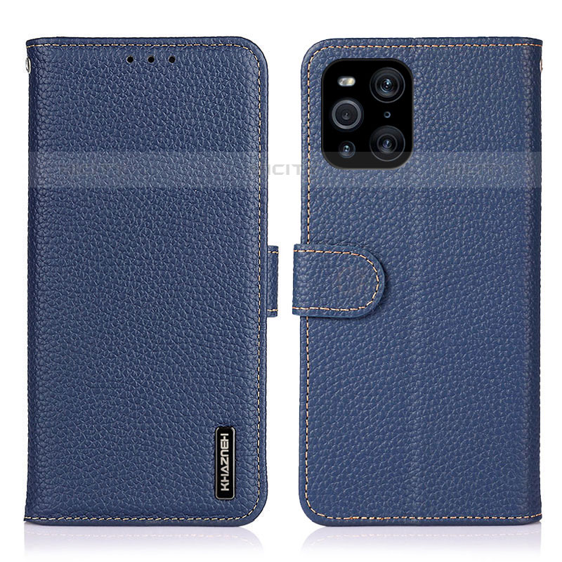 Funda de Cuero Cartera con Soporte Carcasa B01H para Oppo Find X3 Pro 5G Azul