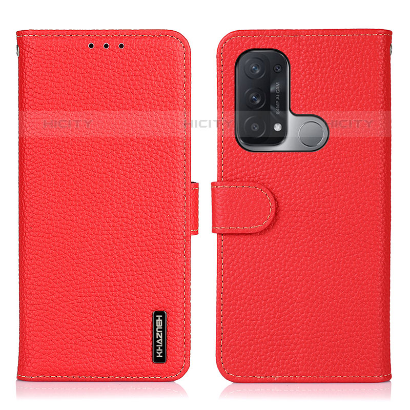 Funda de Cuero Cartera con Soporte Carcasa B01H para Oppo Reno5 A Rojo