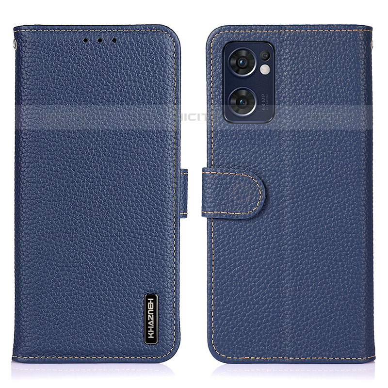 Funda de Cuero Cartera con Soporte Carcasa B01H para Oppo Reno7 5G Azul