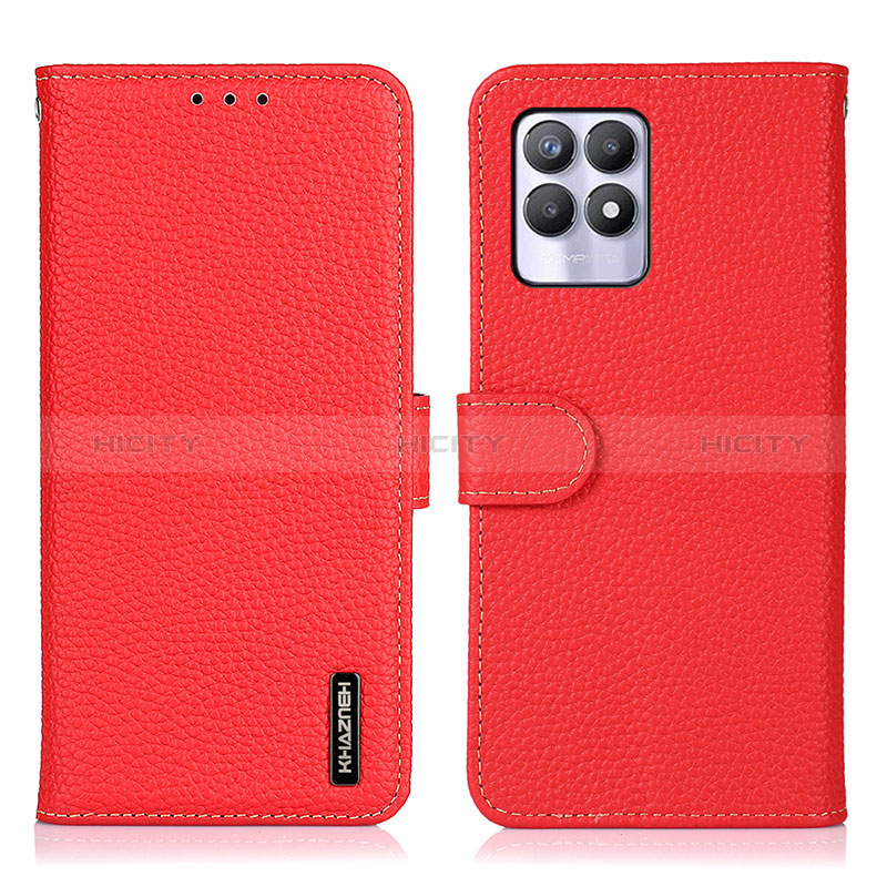 Funda de Cuero Cartera con Soporte Carcasa B01H para Realme 8i Rojo