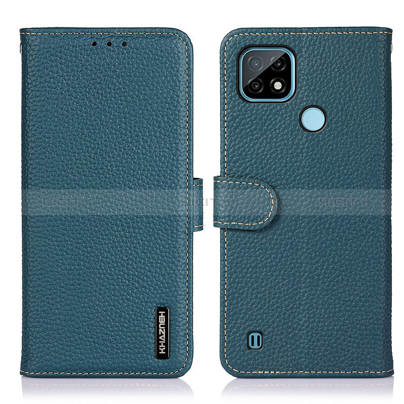 Funda de Cuero Cartera con Soporte Carcasa B01H para Realme C21 Verde