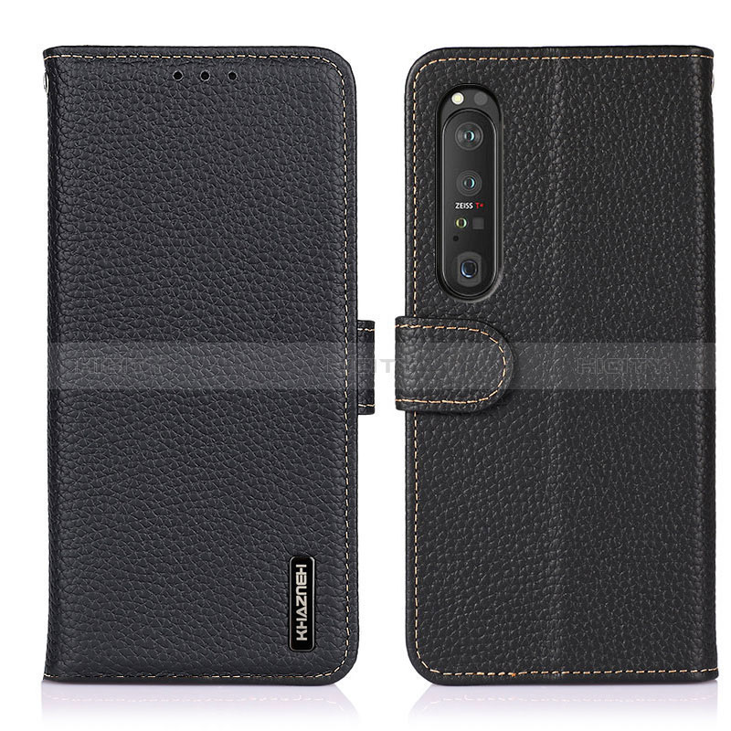 Funda de Cuero Cartera con Soporte Carcasa B01H para Sony Xperia 1 III Negro