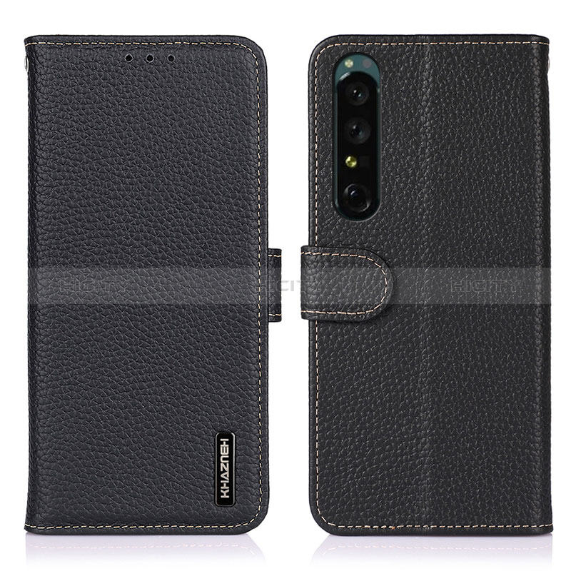 Funda de Cuero Cartera con Soporte Carcasa B01H para Sony Xperia 1 IV Negro